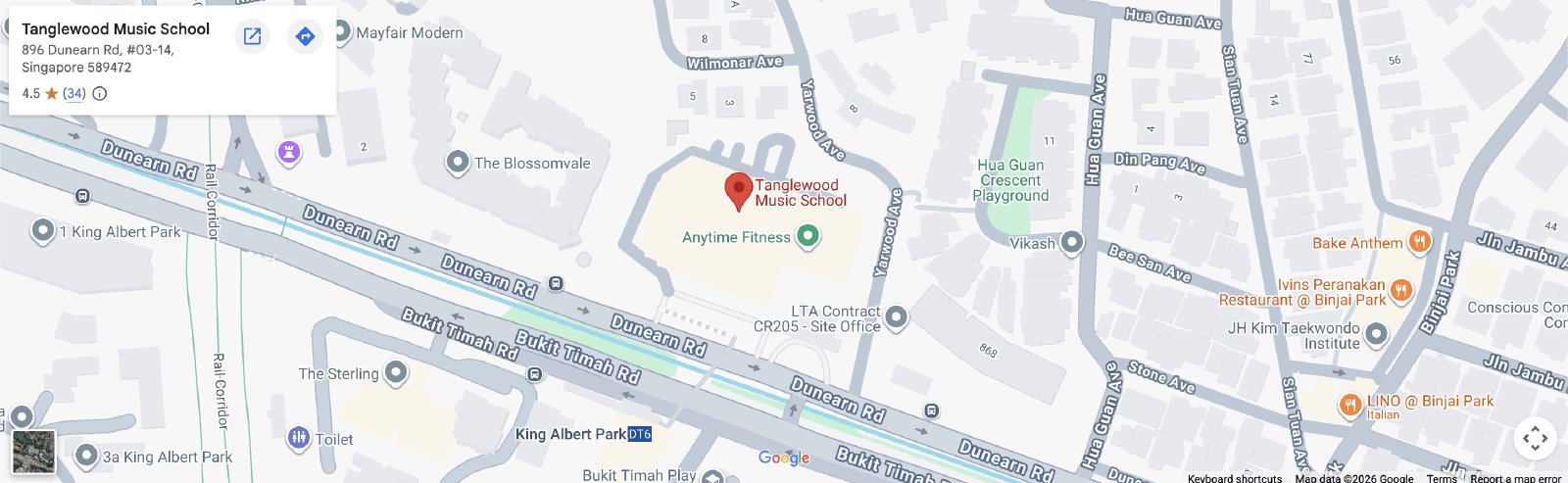 Tanglewood Music School Bukit Timah Map